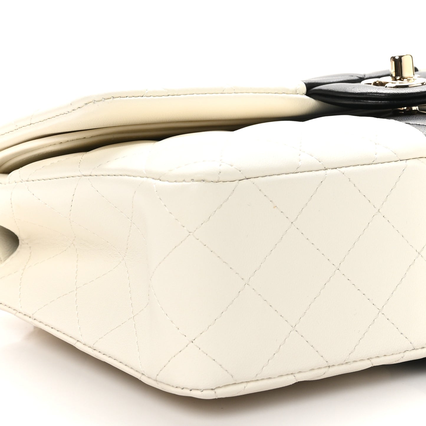 Lambskin Quilted Medium Double Flap White Black