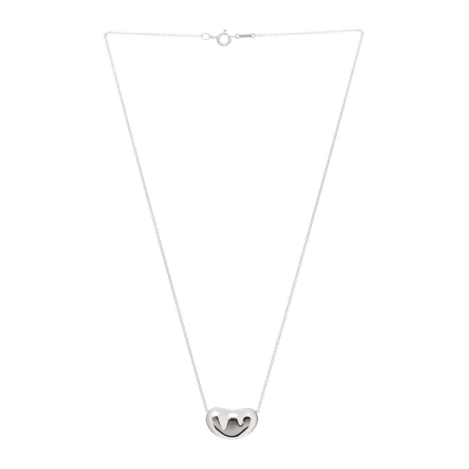 Tiffany Sterling Silver 12mm Elsa Peretti Bean Pendant Necklace 3 of 6
