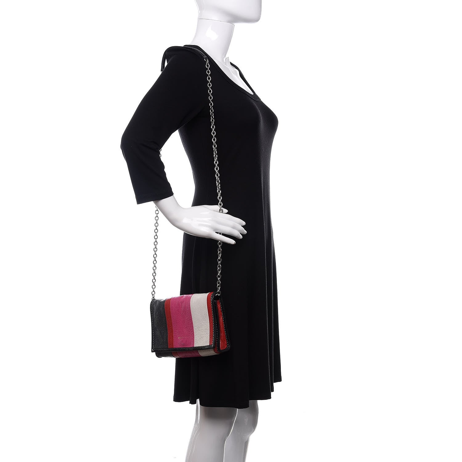 Balenciaga Agneau Arena Multicolore Bazar Chain Shoulder Bag Rose Gris White Black Rouge 2 of 9
