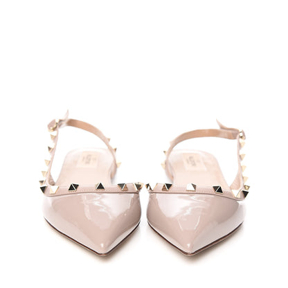 Valentino Garavani Patent Rockstud Slingback Flats 39.5 Poudre 2 of 9