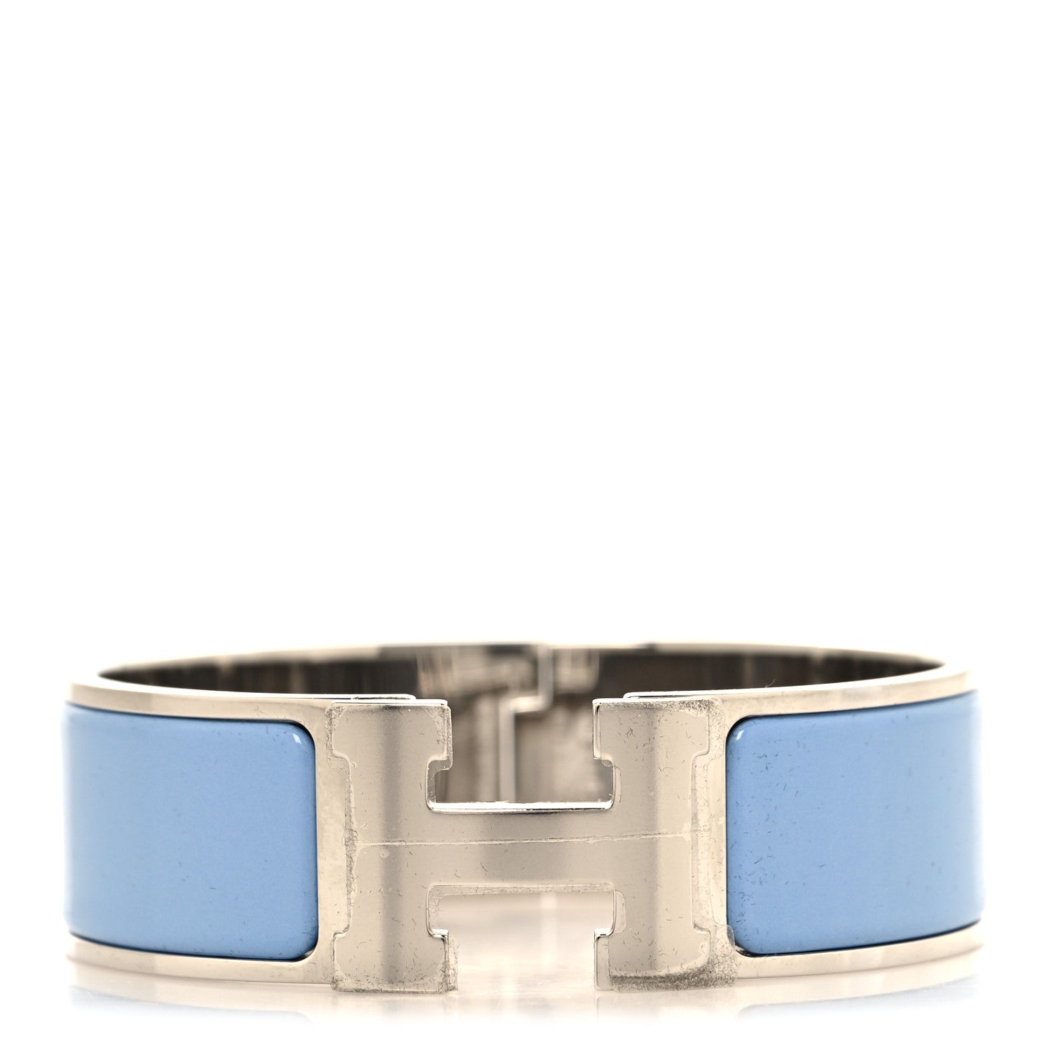 Hermes Enamel Wide Clic Clac H Bracelet GM Bleu Chardon 1 of 5