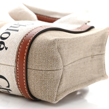 Chloe Cotton Calfskin Mini Woody Ribbon Tote White Brown 10 of 11