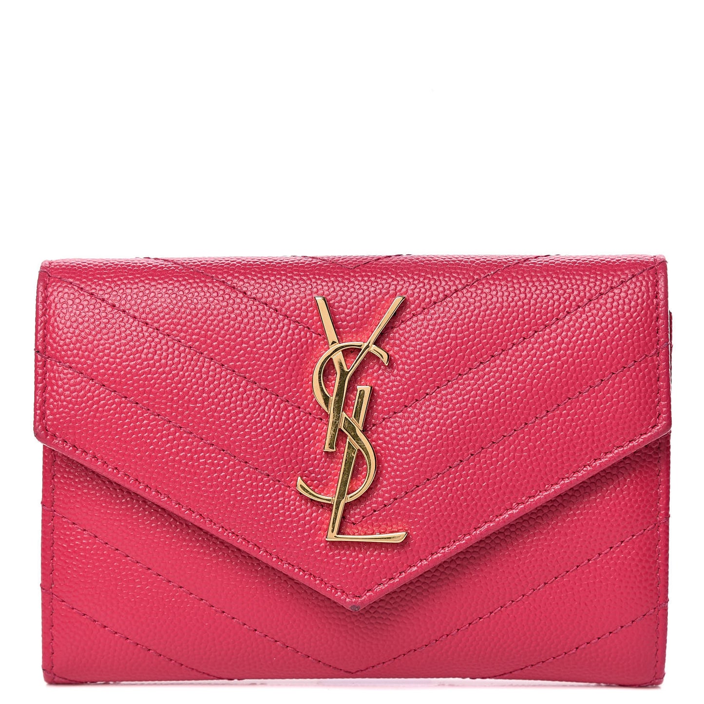 Grain De Poudre Matelasse Chevron Small Monogram Envelope Wallet Bubblegum