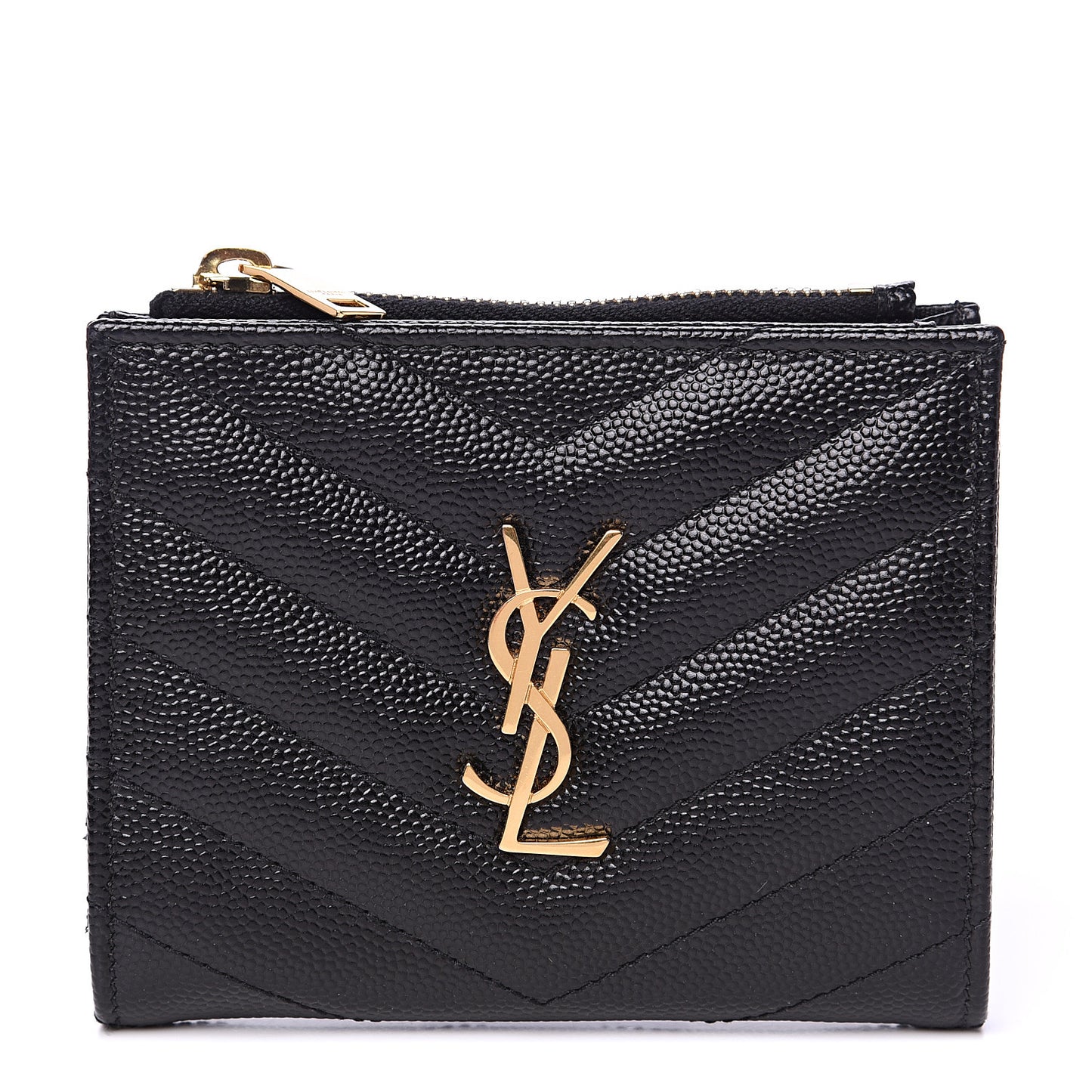 Grain De Poudre Matelasse Chevron Monogram Zipped Card Case Black