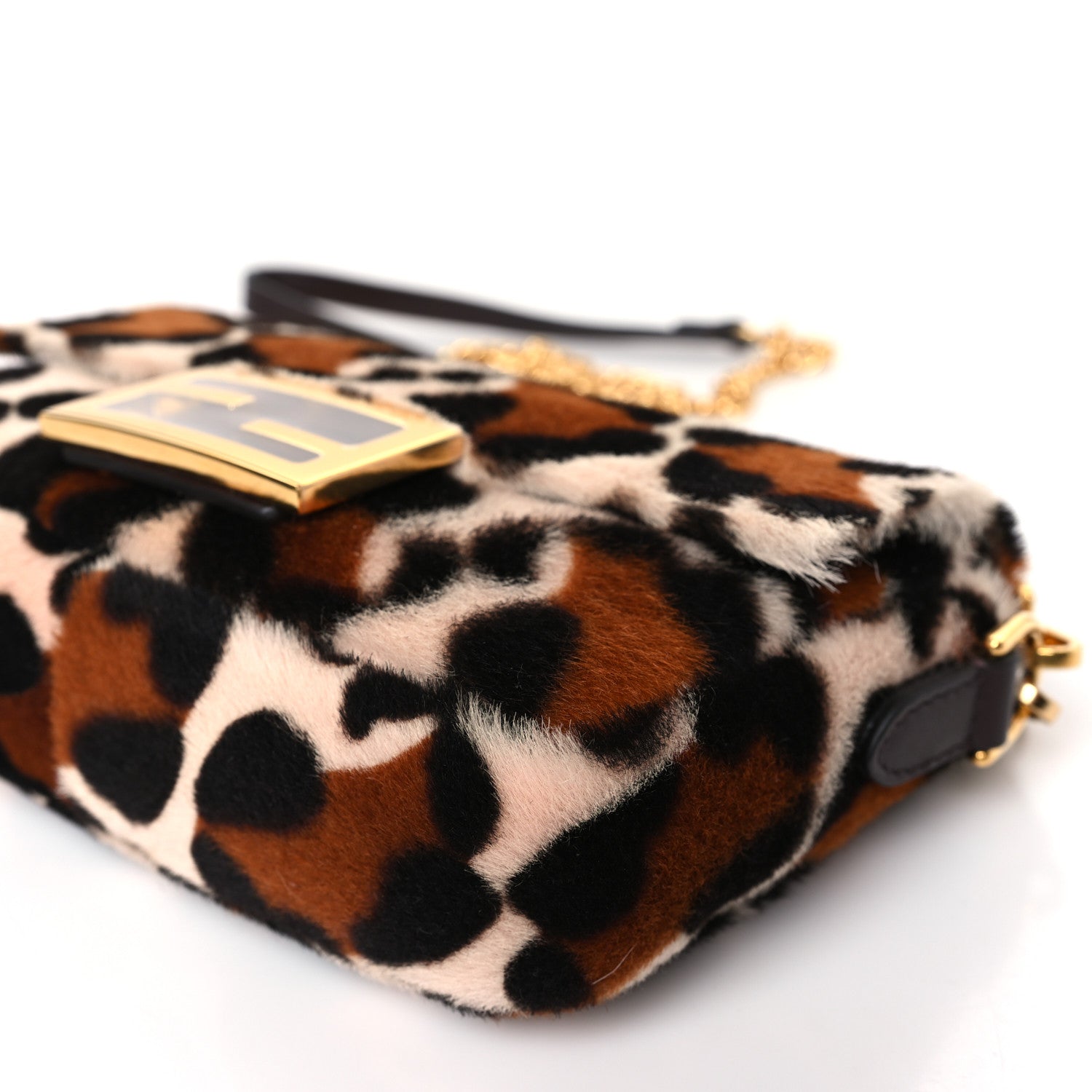 Fendi Calf Hair Leopard Print Mini Baguette Pink Brown 9 of 9
