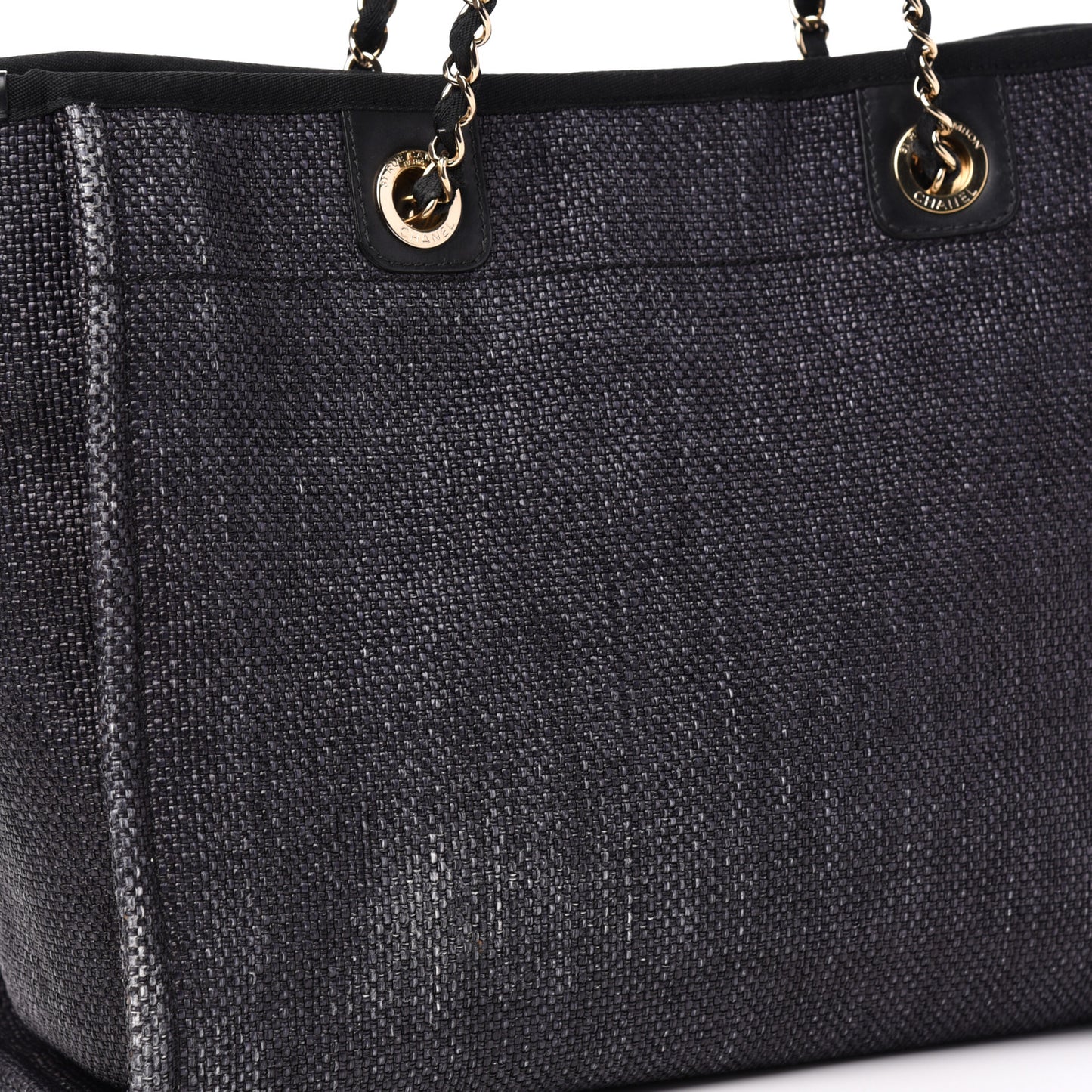 Mixed Fibers Calfskin Small Deauville Tote Black