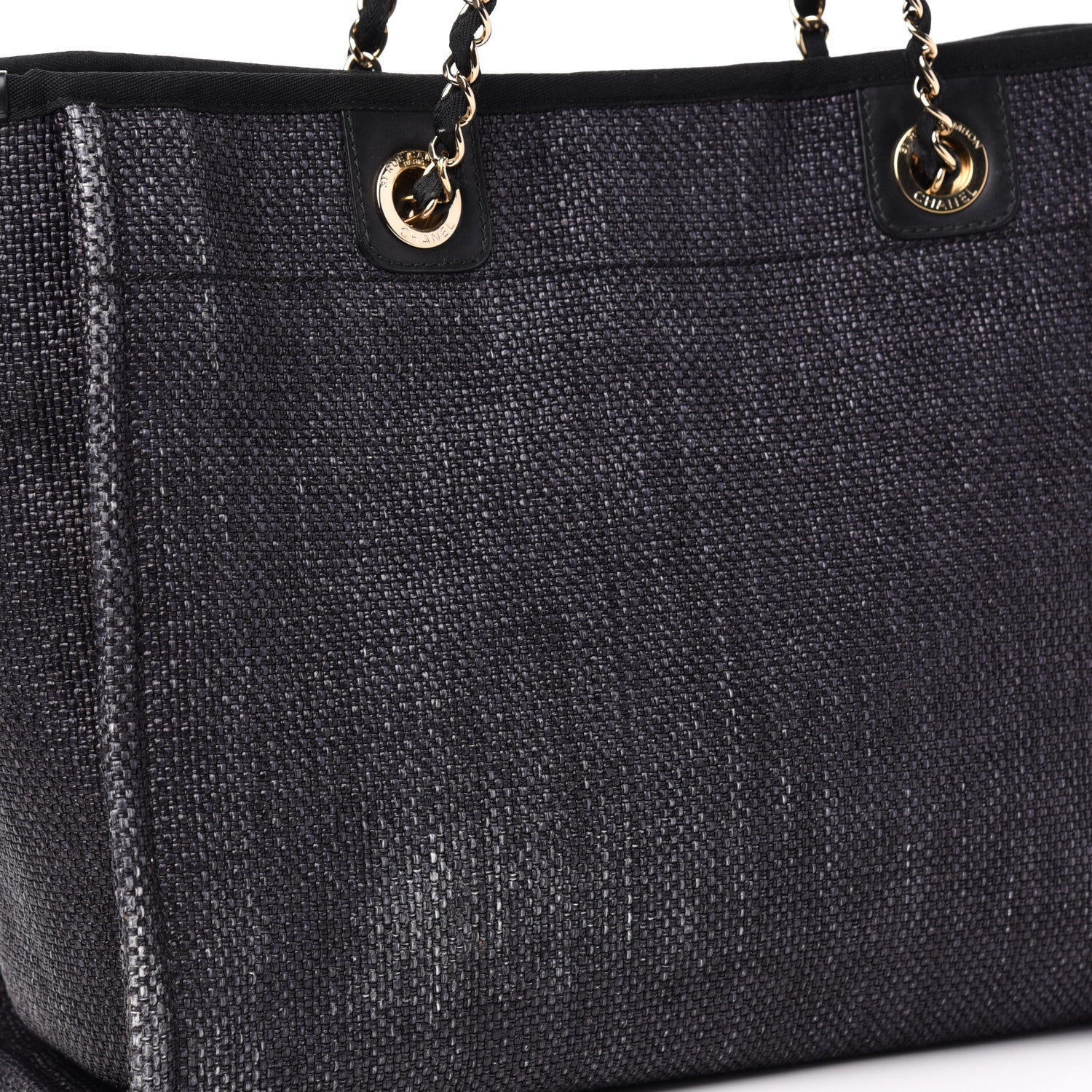 Chanel Mixed Fibers Calfskin Small Deauville Tote Black 10 of 12