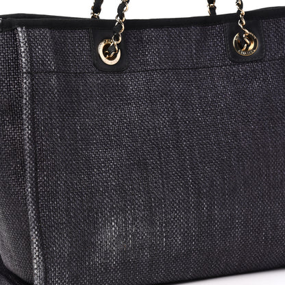 Chanel Mixed Fibers Calfskin Small Deauville Tote Black 10 of 12