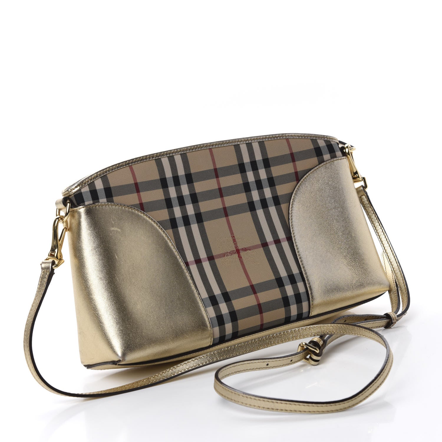 Burberry Horseferry Check Small Chichester Crossbody Clutch Bag Honey Gold 3 of 10