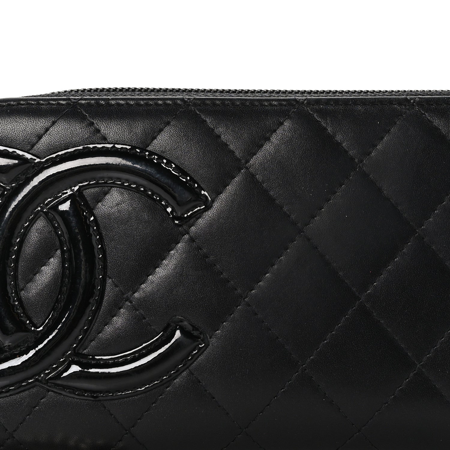 Chanel Calfskin Quilted Cambon Large Gusset Zip Around Wallet Black 10 of 10