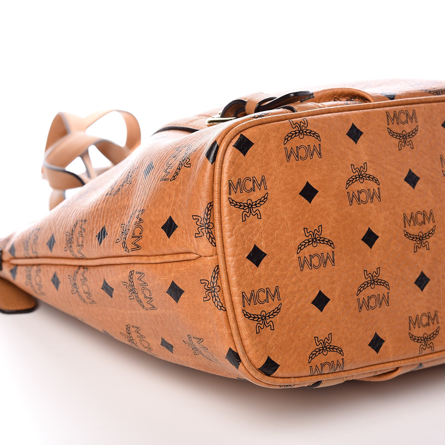 MCM Visetos Medium Essentials Shopper Tote Cognac 8 of 9