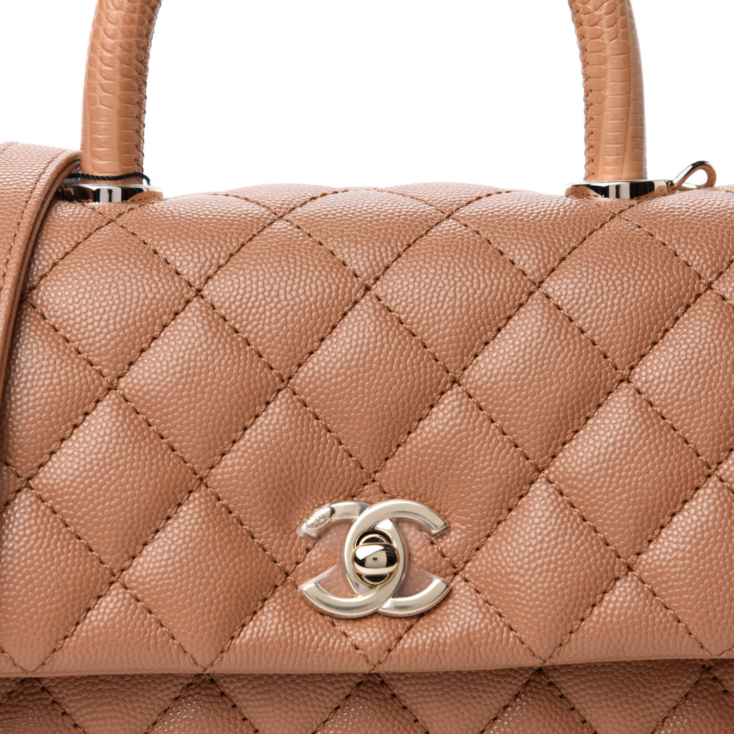 Chanel Caviar Quilted Lizard Embossed Mini Coco Handle Flap Brown 10 of 11