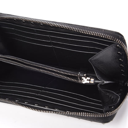 Valentino Garavani Calfskin Tonal Rockstud Zip Around Wallet Black 5 of 8