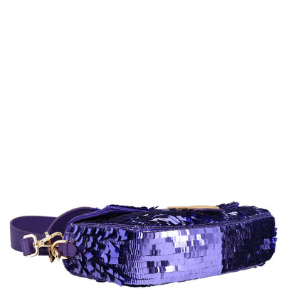 Fendi Sequin Paillettes Shiny Nappa Sex and the City Baguette Viola Purple Rain 4 of 10