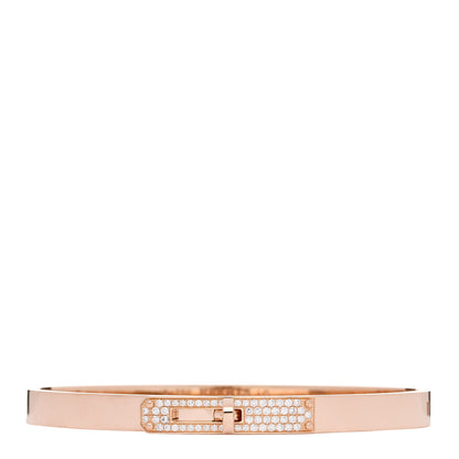 Hermes 18K Rose Gold Diamond PM Kelly Pave Bracelet LG 1 of 3