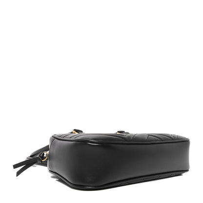 Gucci Calfskin Matelasse Small GG Marmont East West Shoulder Bag Black 4 of 10