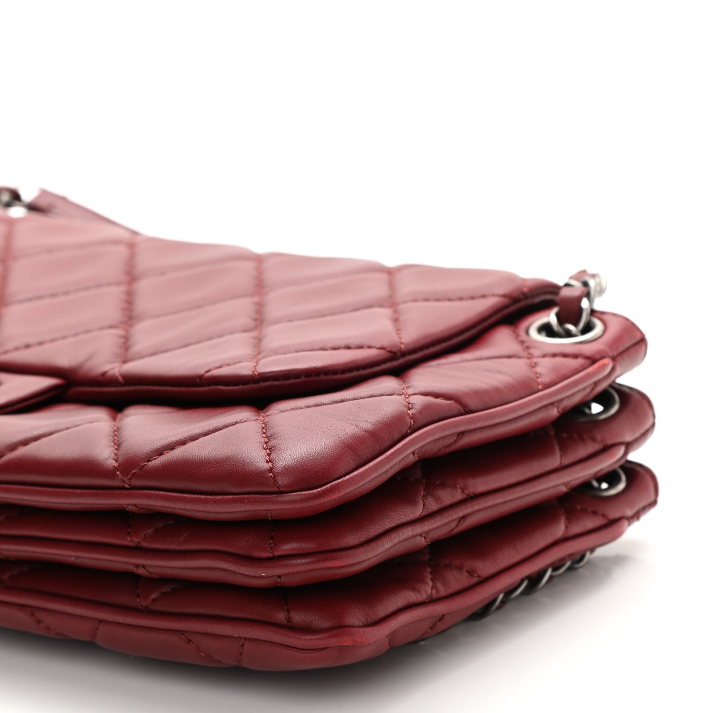Lambskin Quilted Chanel 3 Accordion Flap Bag Red