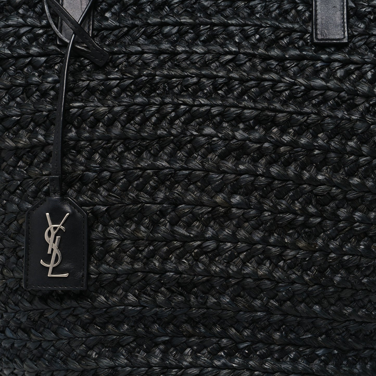 Raffia Medium Panier Bag Black
