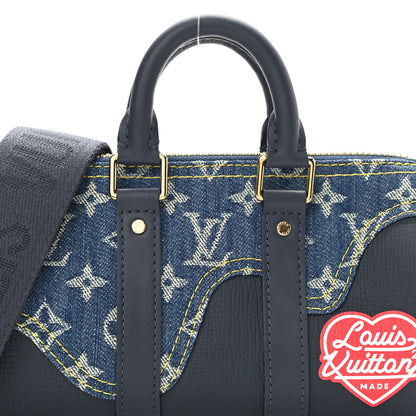 Louis Vuitton Taurillon Monogram Denim Drip Keepall XS Blue 7 of 9