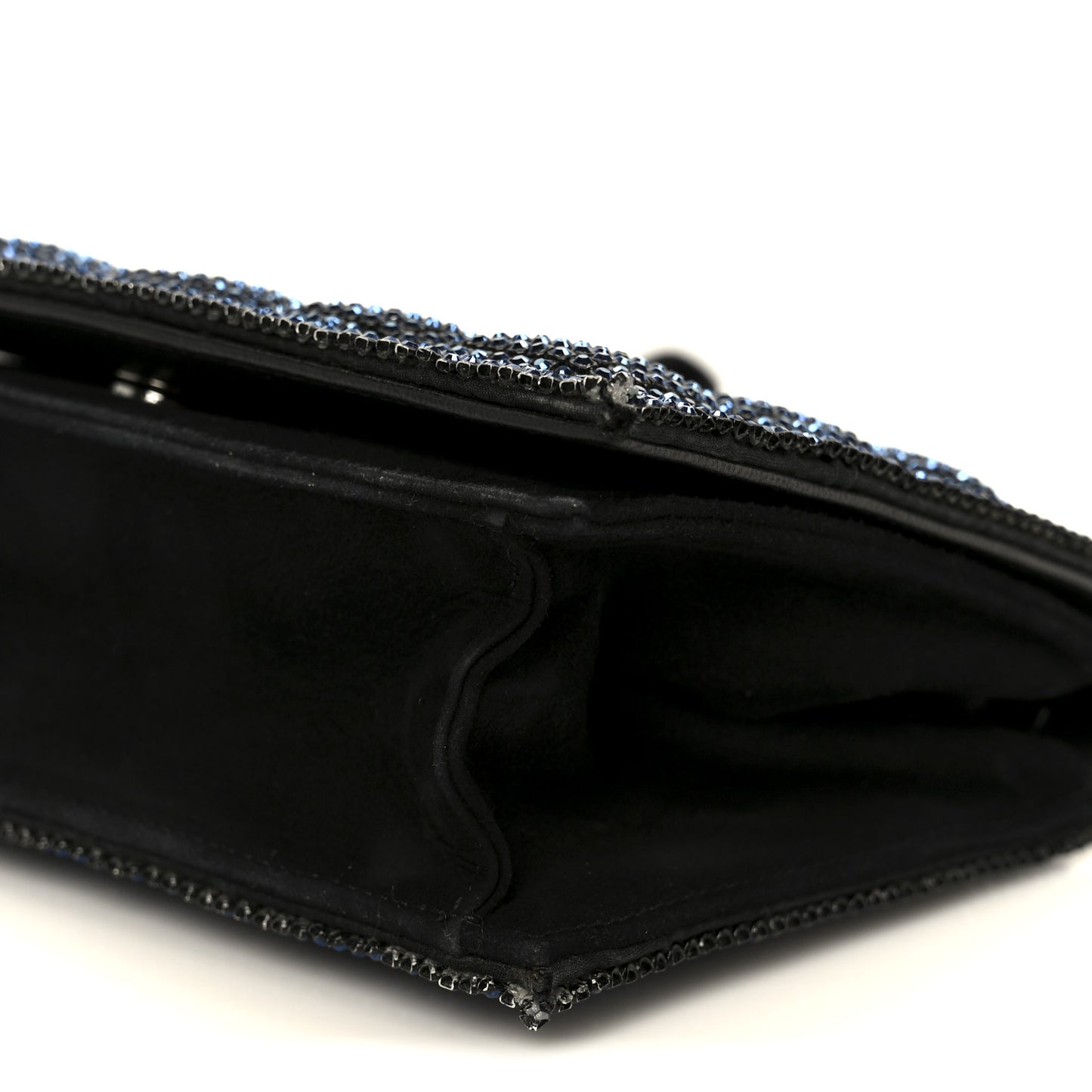 Suede Crystal Quilted Evening Clutch Black Blue