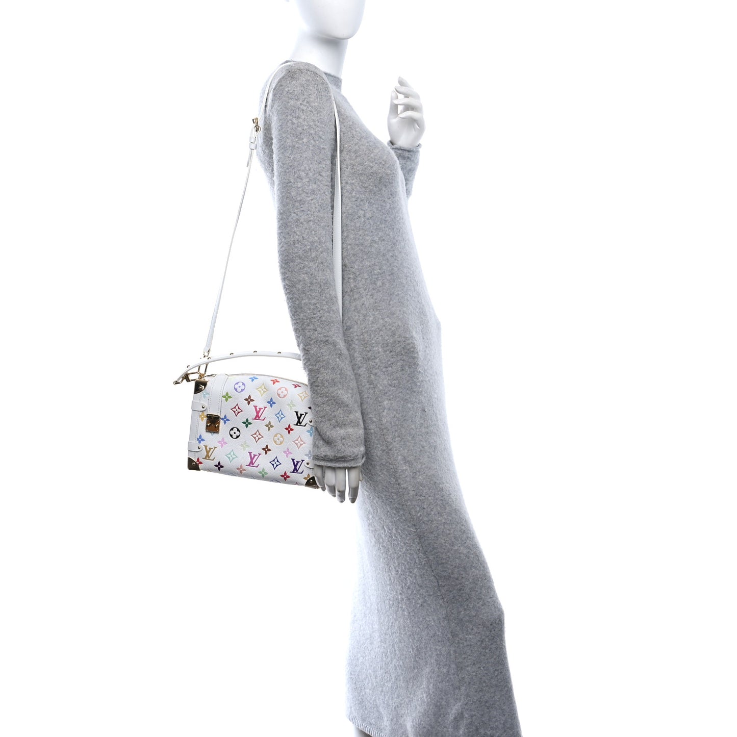 LV x TM Cowhide Monogram Multicolor Side Trunk MM White