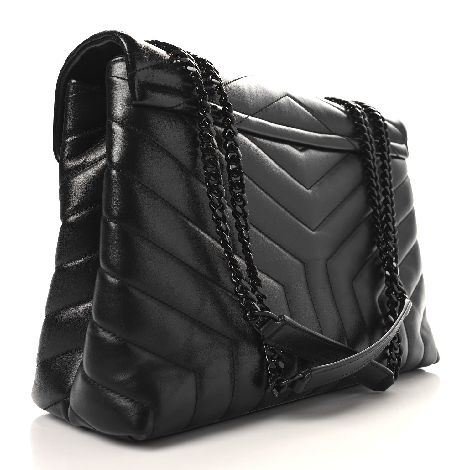 Saint Laurent Calfskin Y Quilted Monogram Monochrome Medium Loulou Chain Satchel Black 2 of 10