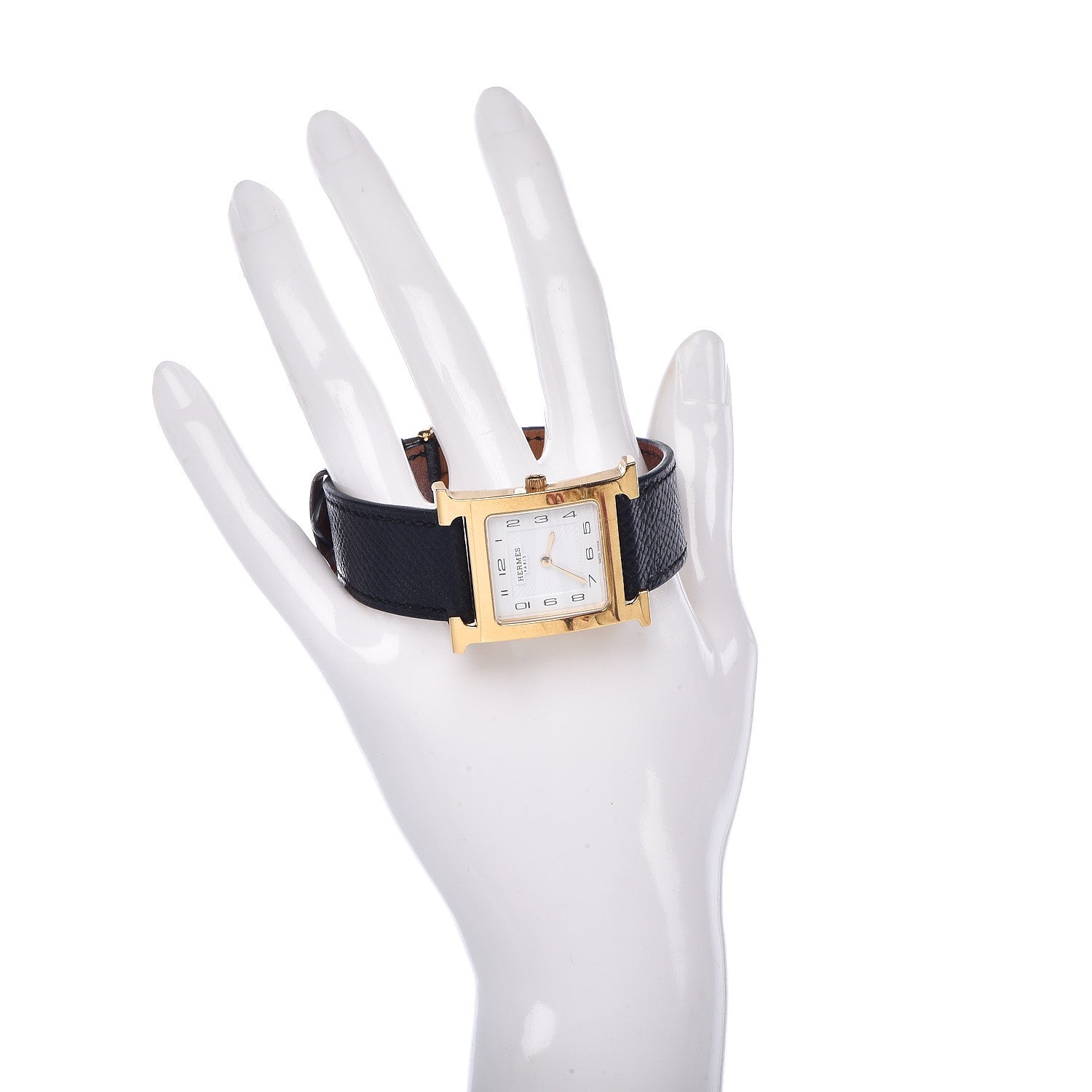 Hermes Stainless Steel Epsom 26mm Heure H Hour Quartz Watch Noir 2 of 13
