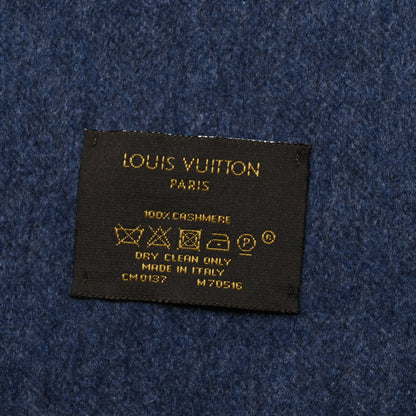 Louis Vuitton Cashmere LV Fringe Scarf Blue 3 of 3