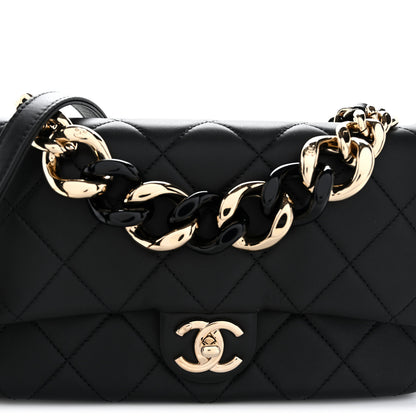 Chanel Lambskin Quilted Resin Bi-Color Chain Flap Bag Black 8 of 10
