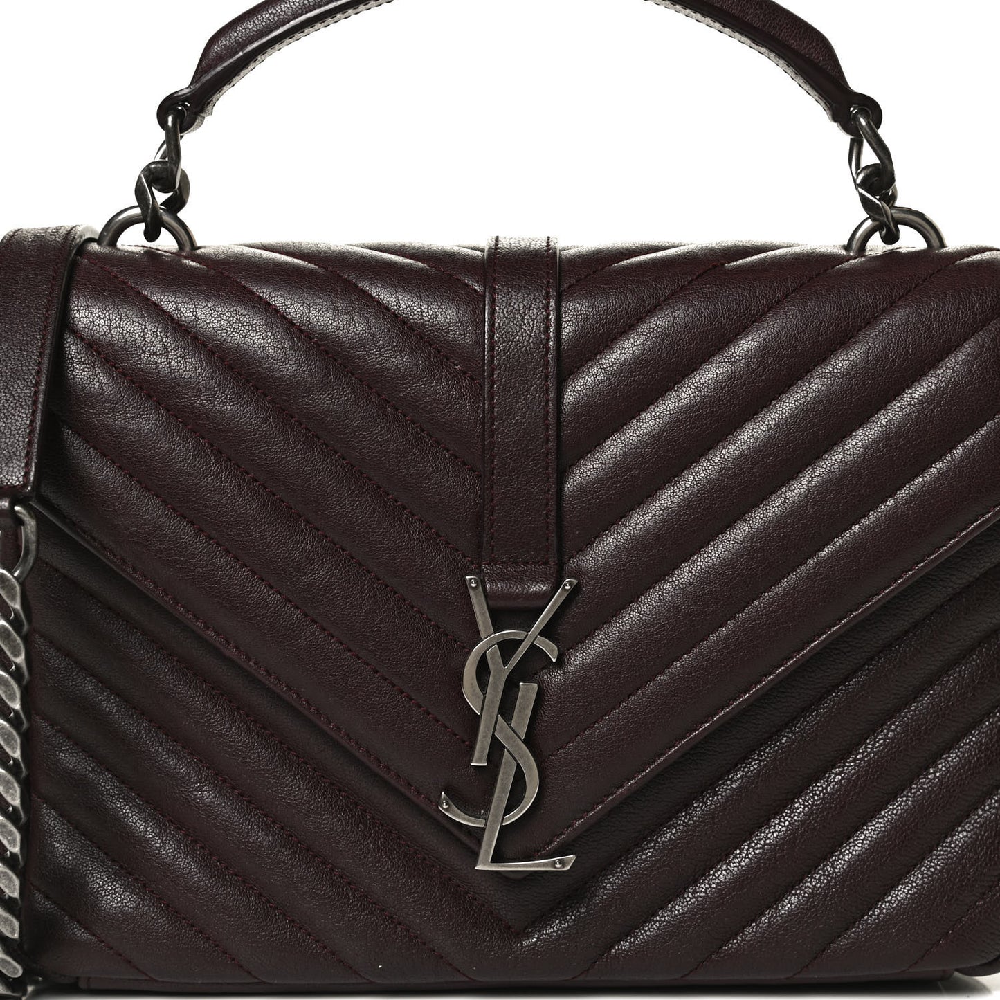 Sheepskin Matelasse Chevron Monogram Medium College Bag Amaranto