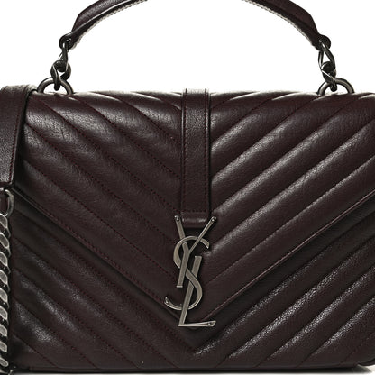 Saint Laurent Sheepskin Matelasse Chevron Monogram Medium College Bag Amaranto 8 of 14