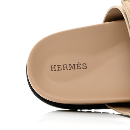 Hermes Suede Goatskin Womens Chypre Sandals 37 Beige Argile 7 of 14