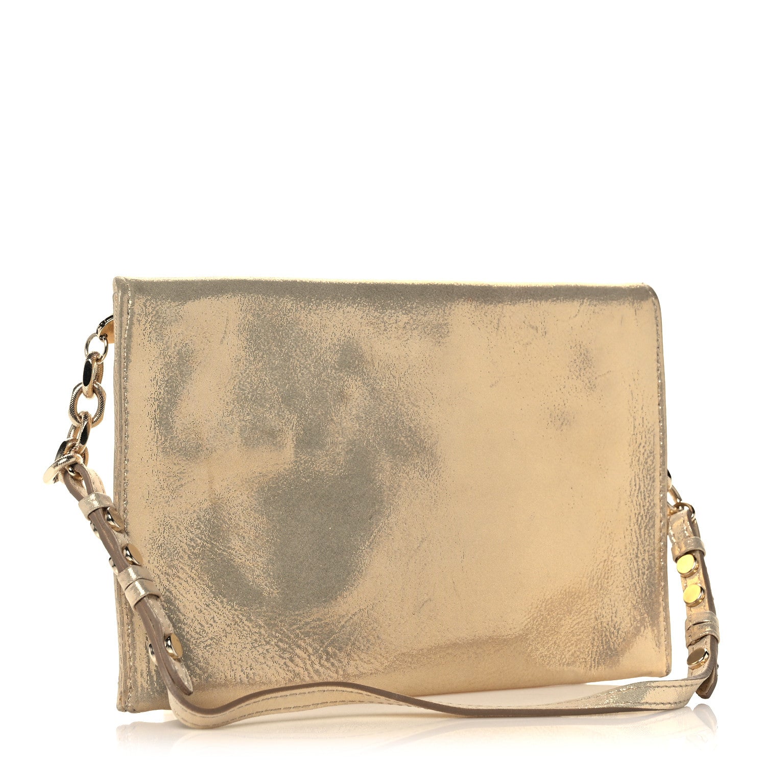 Jimmy Choo Metallic Calfskin Envelope Clutch Gold 3 of 14