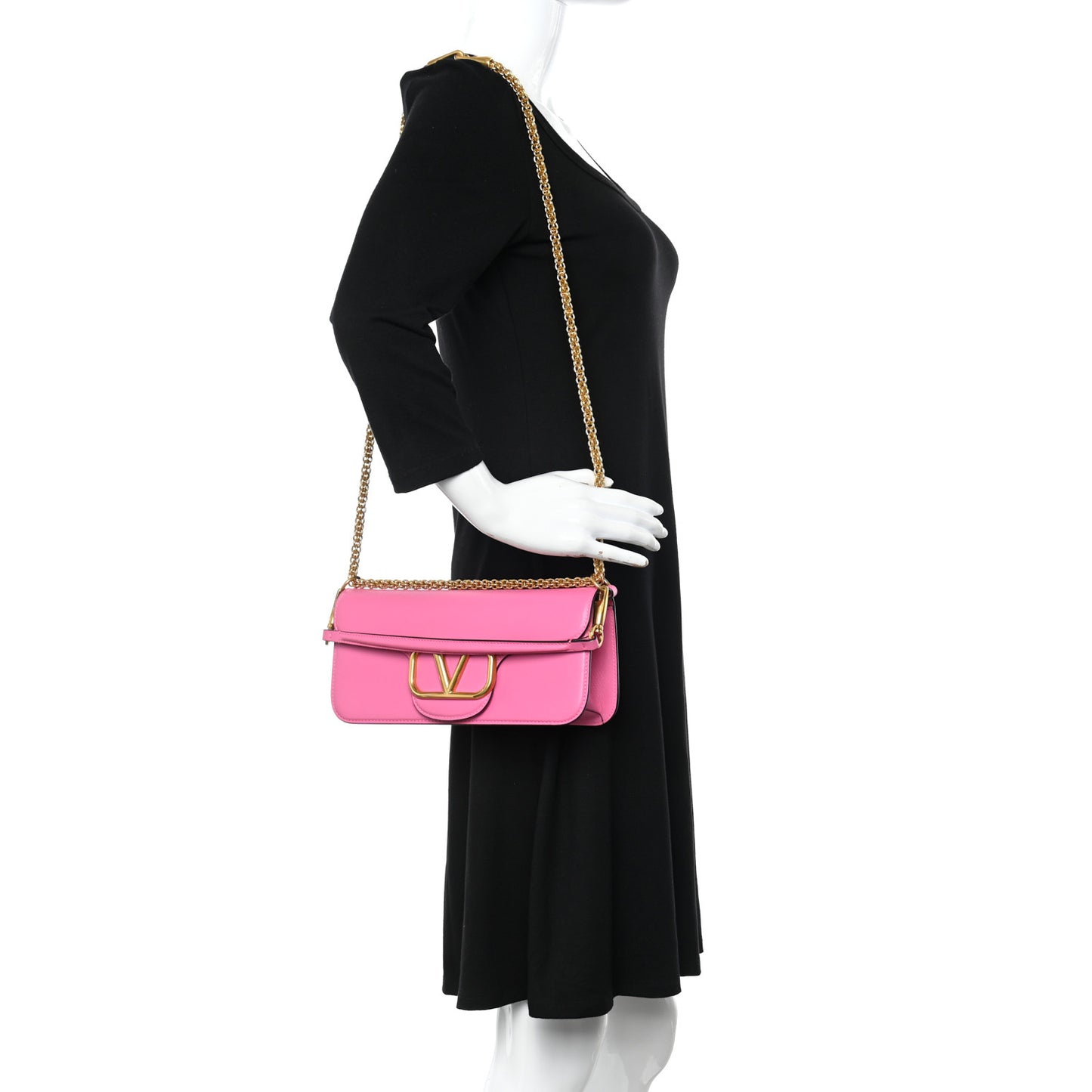 Calfskin Vlogo Loco Shoulder Bag Feminine Pink