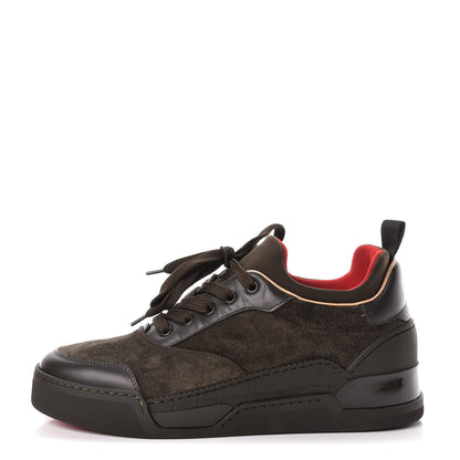 Christian Louboutin Calfskin Neoprene Veau Velours Mens Aurelien Flat Sneakers 40 Tyrol 1 of 9