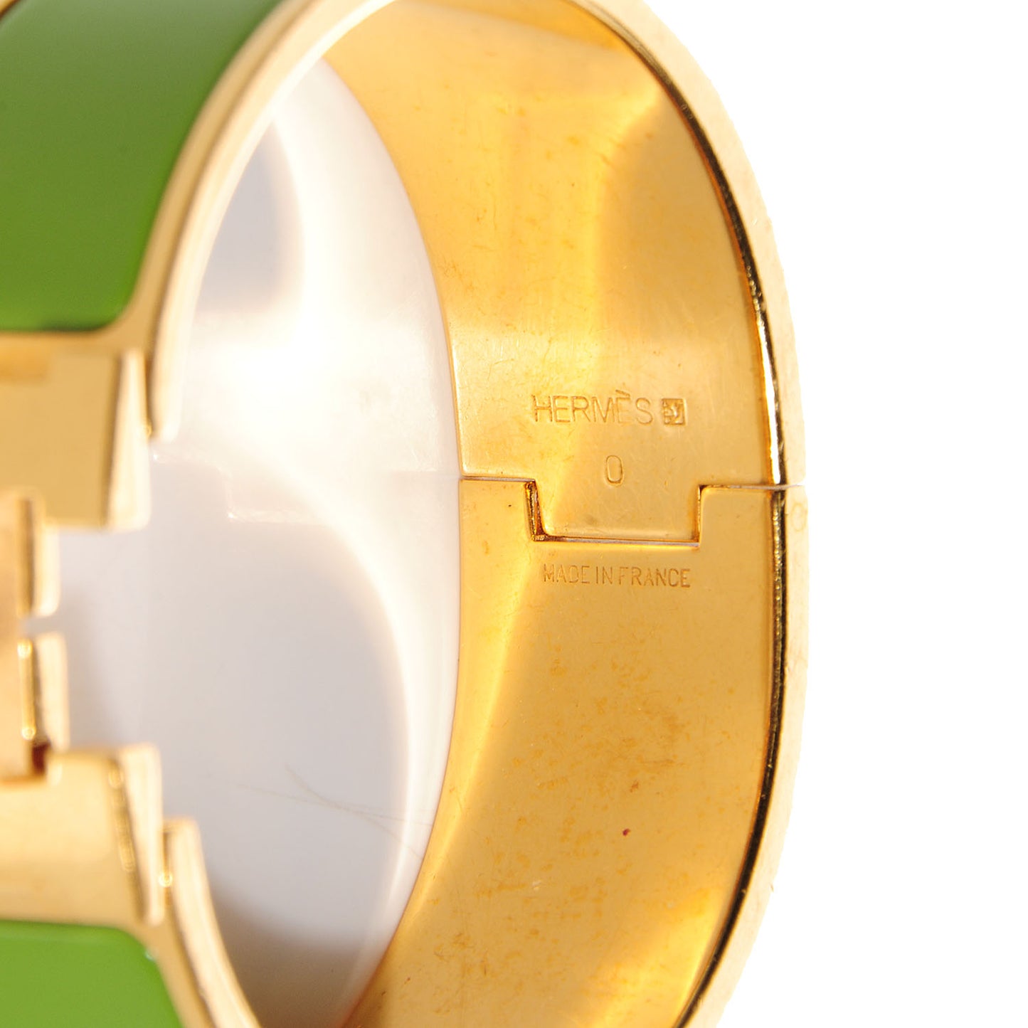Enamel Clic Clac H Bracelet Wide PM Vert Prairie