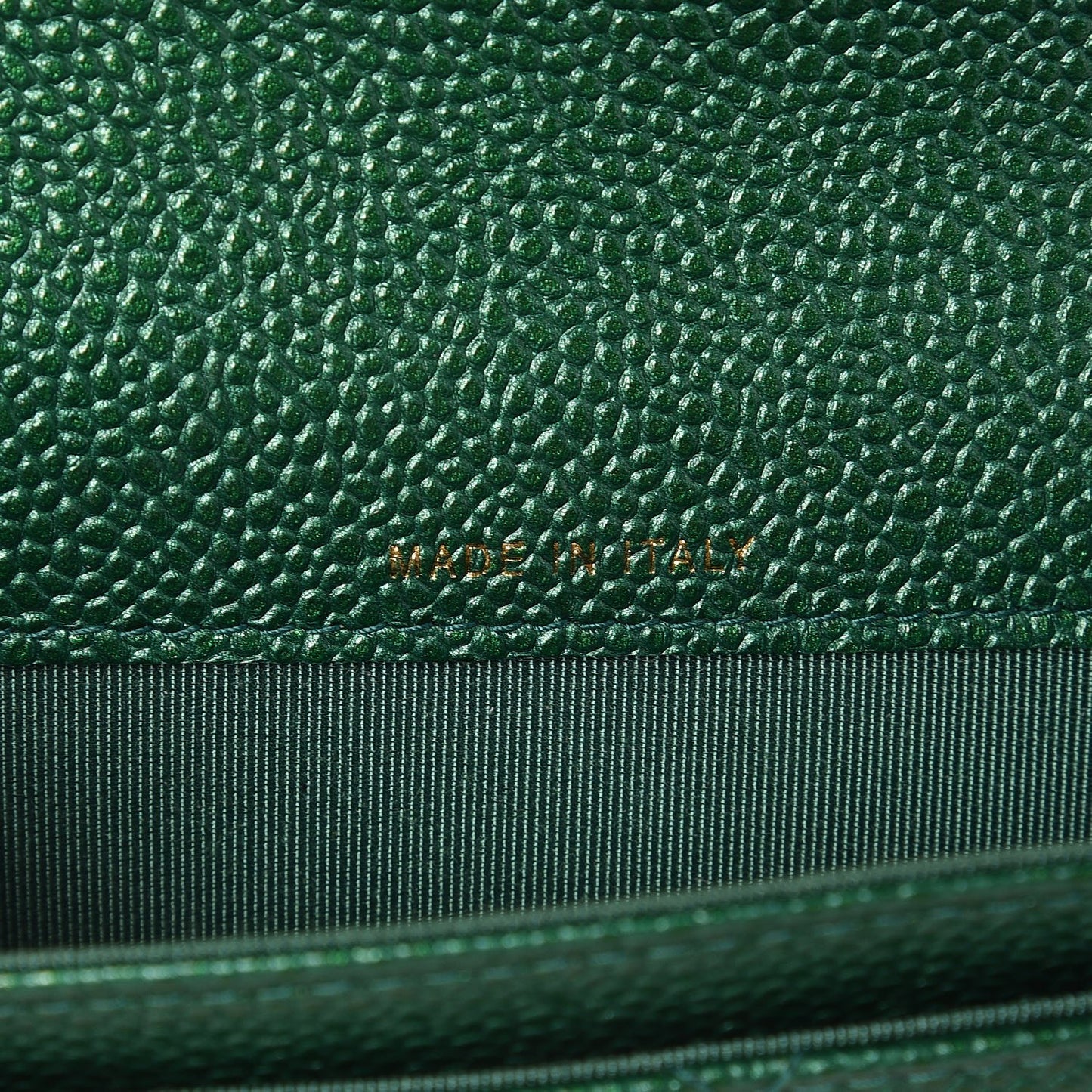 Metallic Caviar Quilted Card Holder Wallet Green