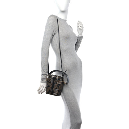 Fendi Vitello Liberty F is Fendi Bi-Color FF 1974 Embossed Mini Mon Tresor Bucket Bag Maya Black 2 of 11
