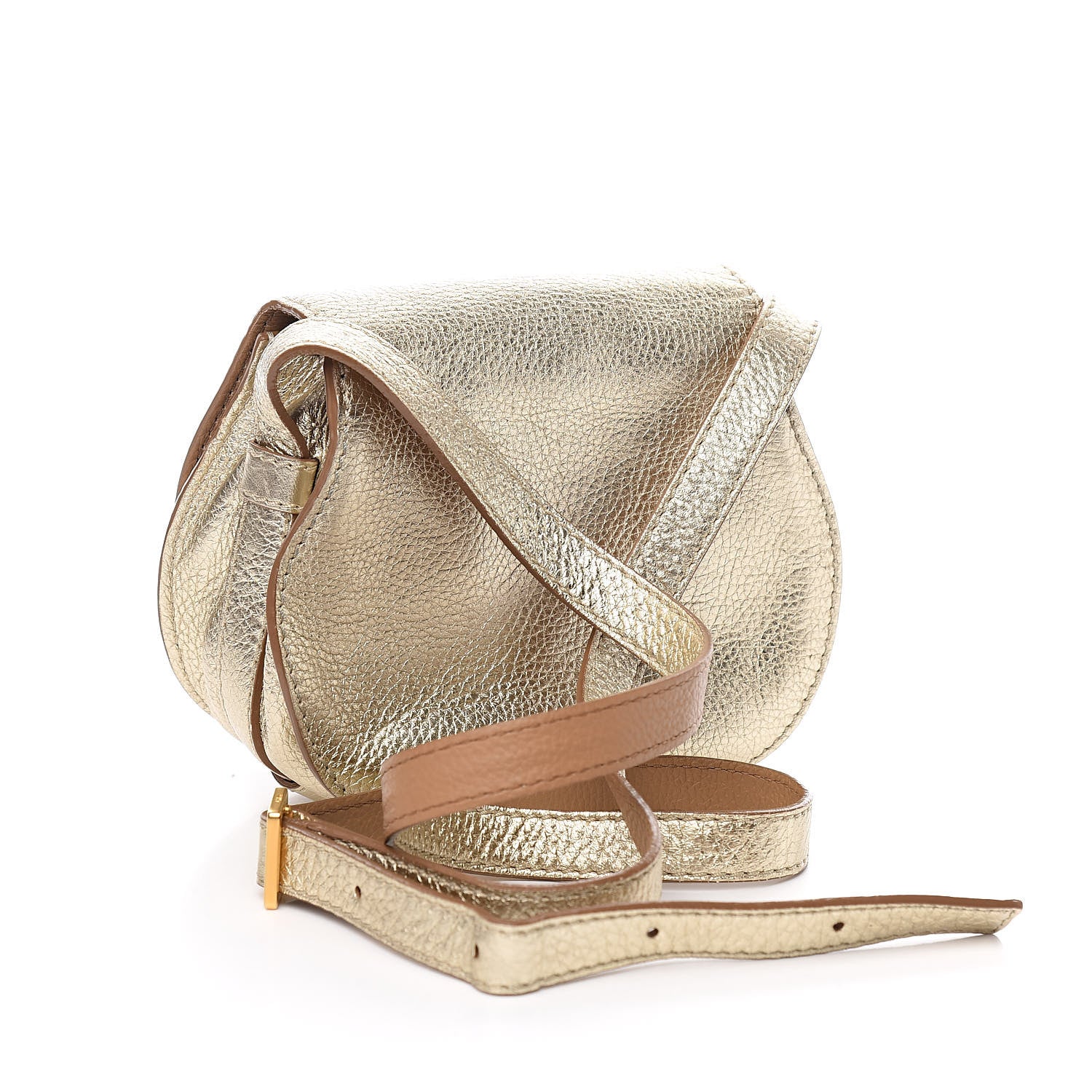 Chloe Metallic Calfskin Mini Marcie Round Crossbody Bag Gold 3 of 11