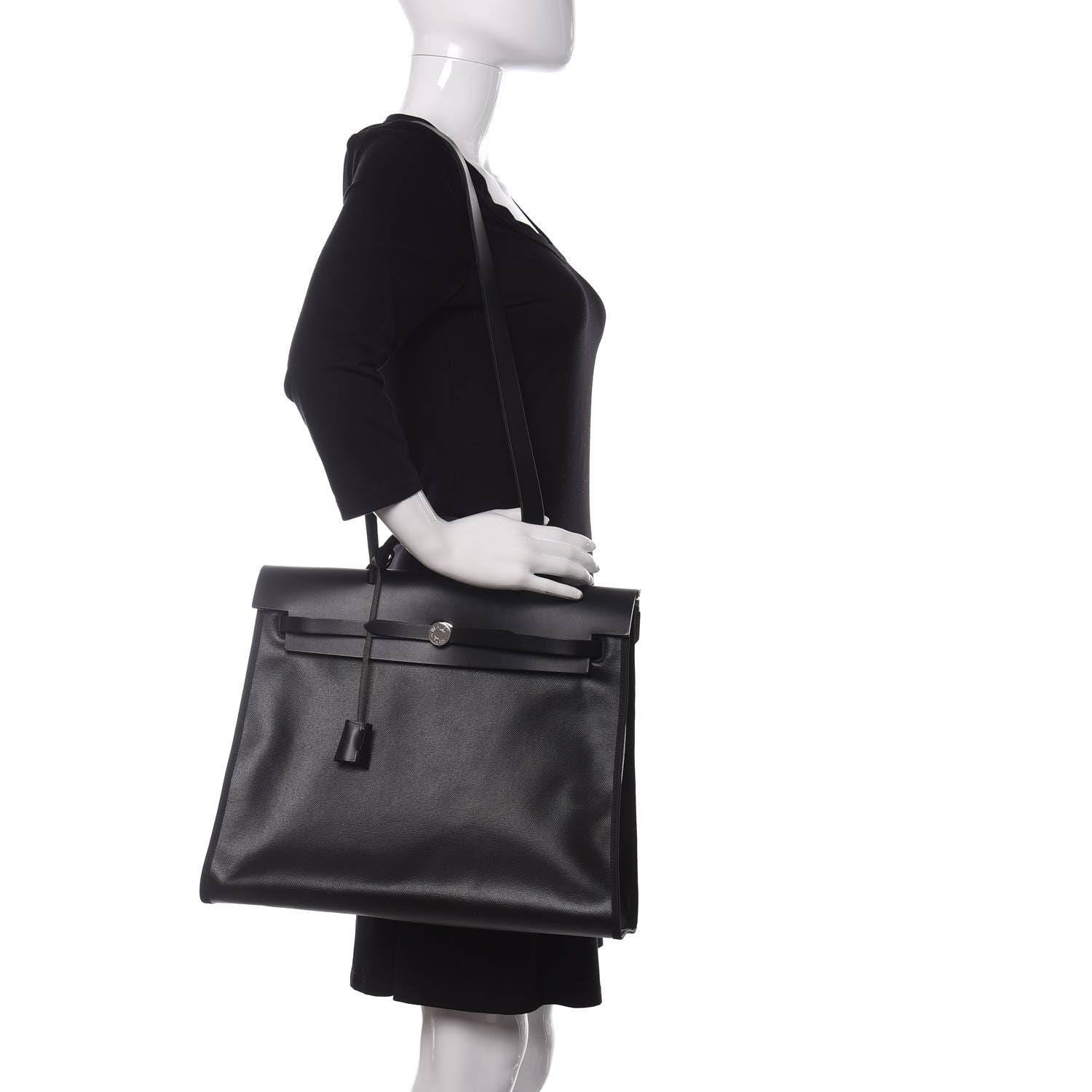 Hermes Toile H Berline Vache Hunter Herbag Zip 39 MM Black Ecru 2 of 10