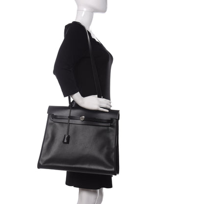 Hermes Toile H Berline Vache Hunter Herbag Zip 39 MM Black Ecru 2 of 10