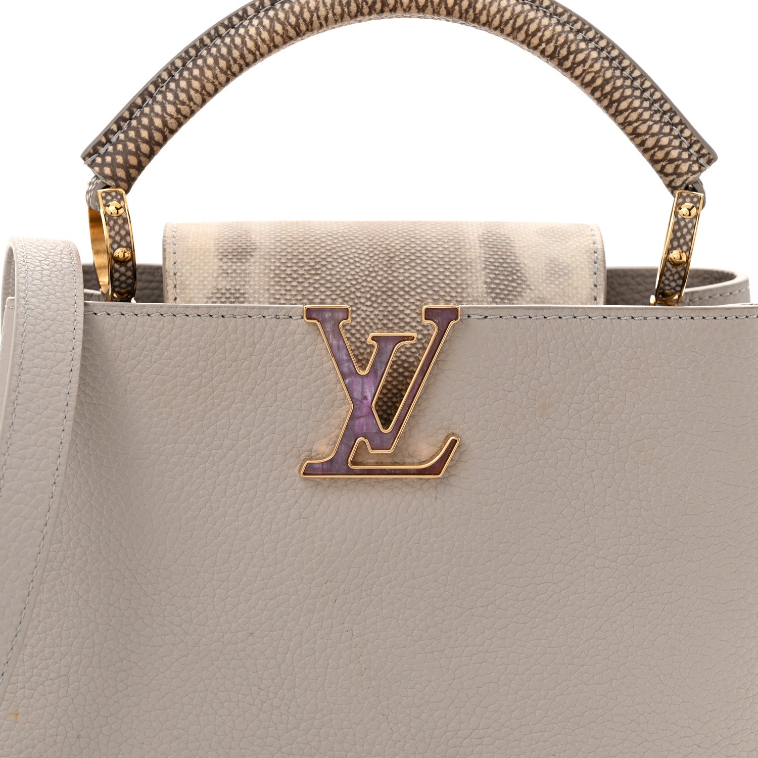 Louis Vuitton Taurillon Snakeskin Mother of Pearl Capucines BB