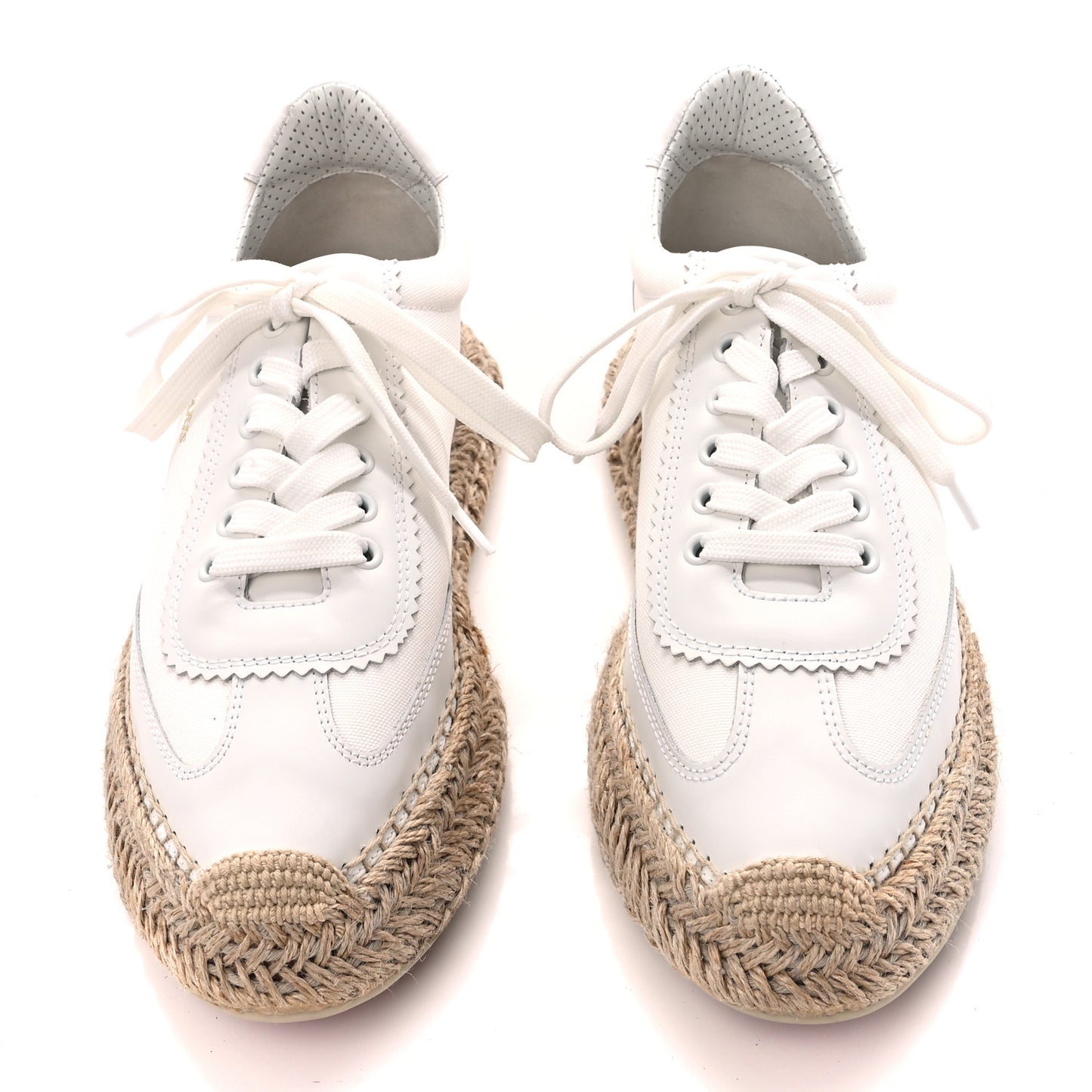 Toile Calfskin Espasneak Flat Sneaker 41 Ivory