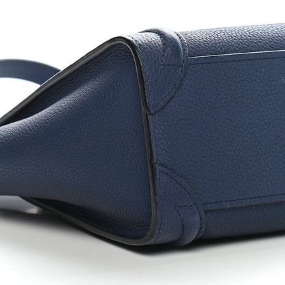 Celine Drummed Calfskin Nano Luggage Indigo 8 of 9
