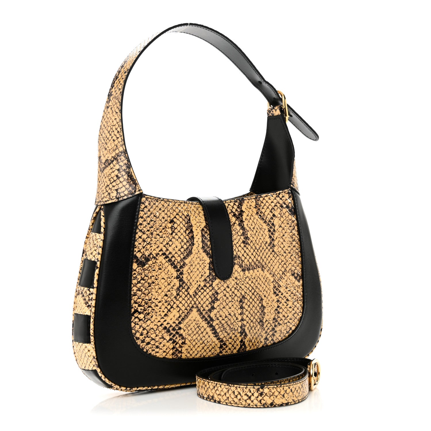 Gucci Snakeskin Calfskin Small Jackie 1961 Hobo Beige Black 3 of 10