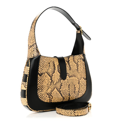 Gucci Snakeskin Calfskin Small Jackie 1961 Hobo Beige Black 3 of 10