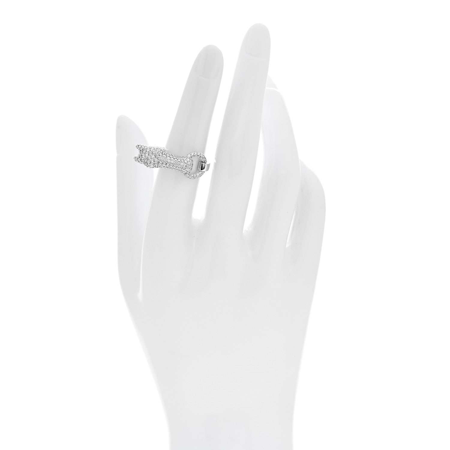 Hermes 18K White Gold Diamond Galop Ring 52 6 2 of 7
