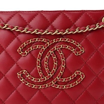 Chanel Calfskin Quilted Small CC Chain Accordion Tote Red 8 of 11