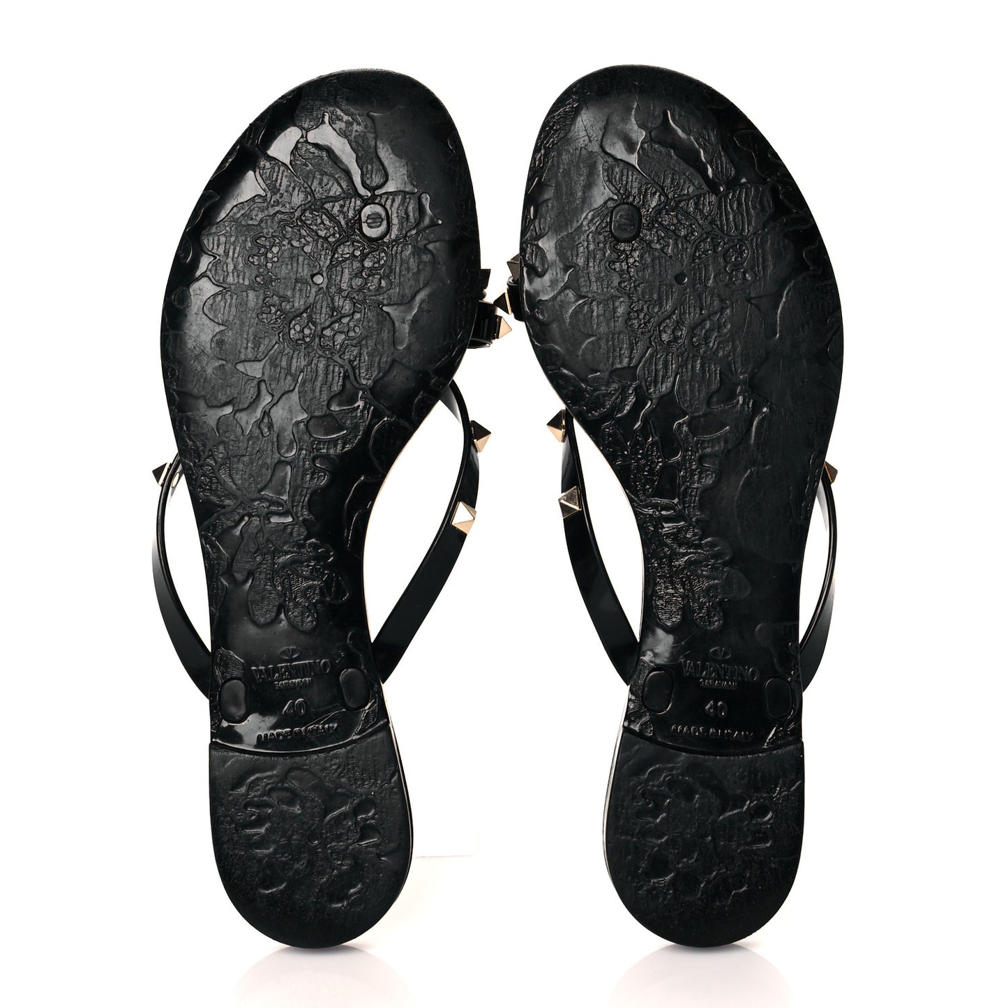 PVC Jelly Rockstud Bow Thong Sandals 40 Black