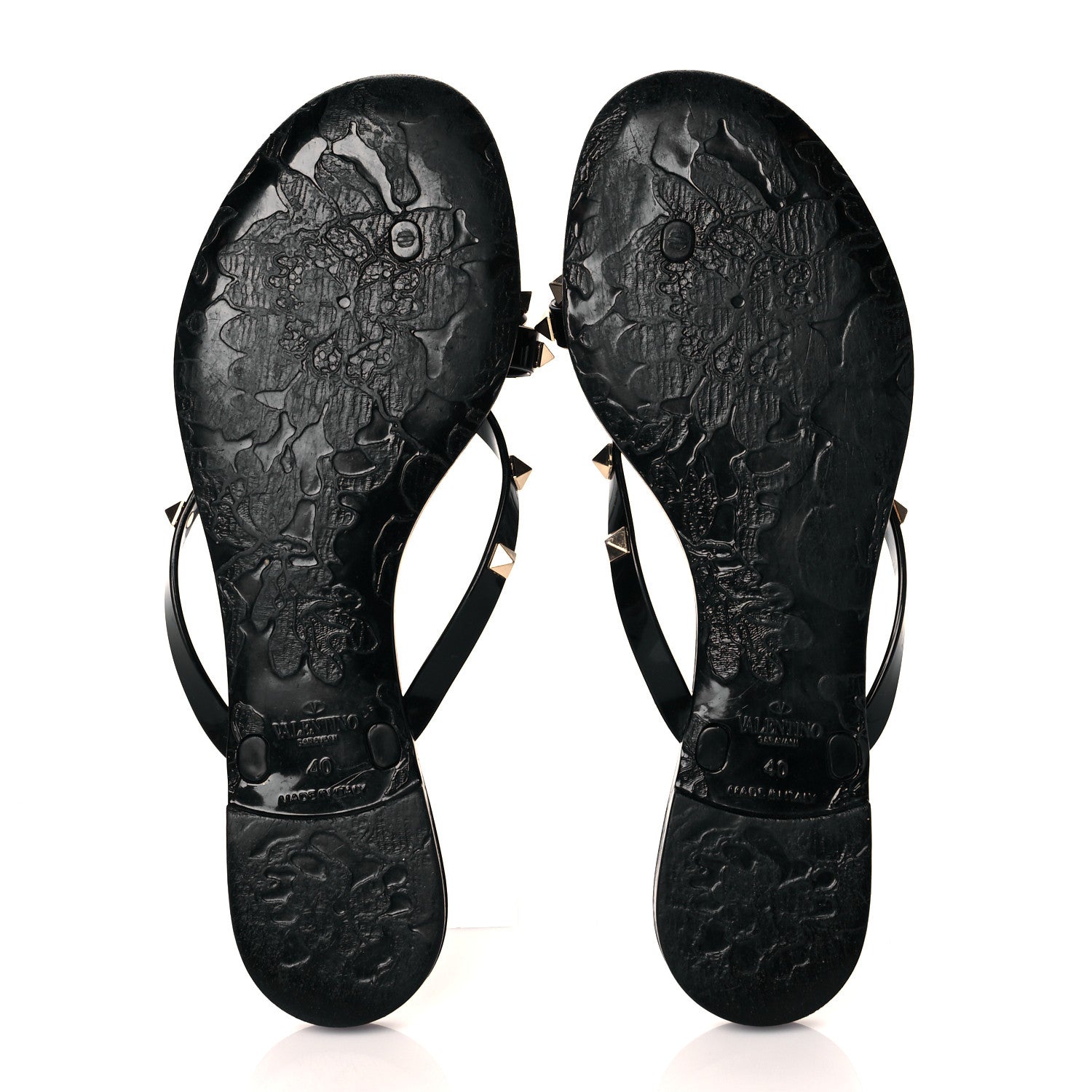 Valentino Garavani PVC Jelly Rockstud Bow Thong Sandals 40 Black 5 of 9